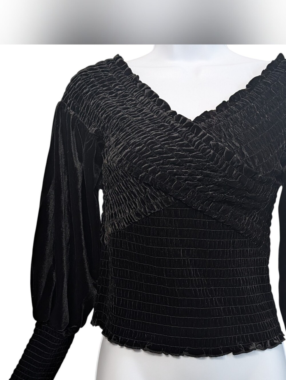 bb Dakota Size Small Black Velvet Wrap Top Whimsigoth Witchy Dark Romance